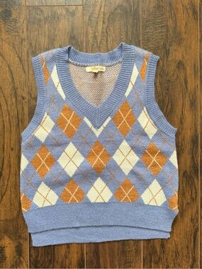 Rewind Size Small Blue Argyle Sweater Vest